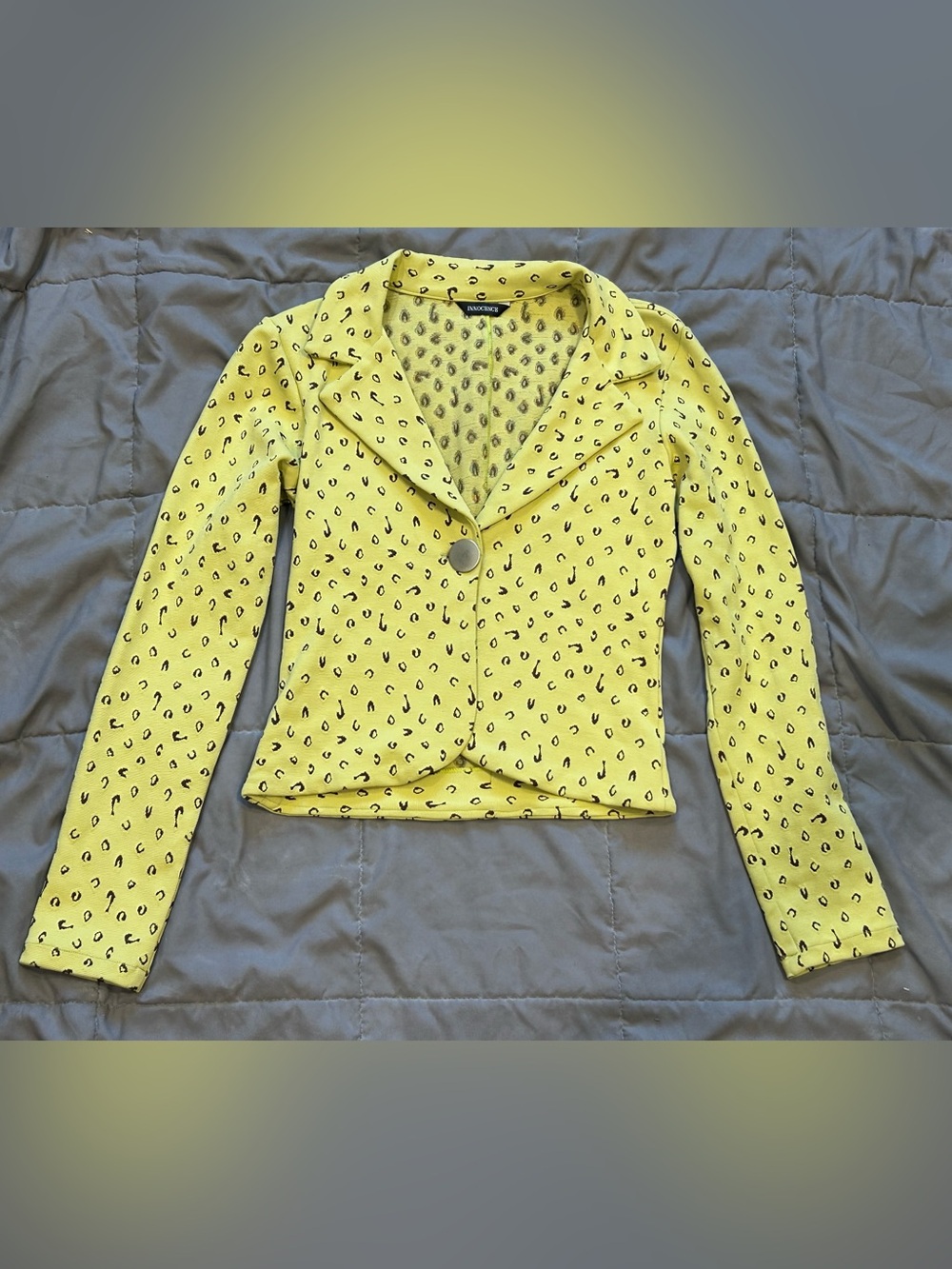 Innocence blazer single-button closure notched lapels Black Patterns sz Small